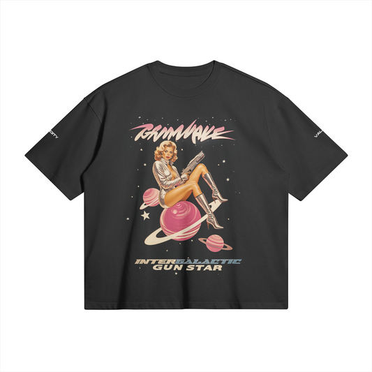Validity Tee Grimwave Space Pin-Up Intergalactic Gun Star 280GSM Unisex Boxy T-shirt