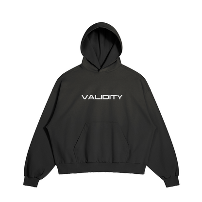Validity Tee Silent Screams" 380GSM Unisex Sun Faded Ripped Pocket Hoodie